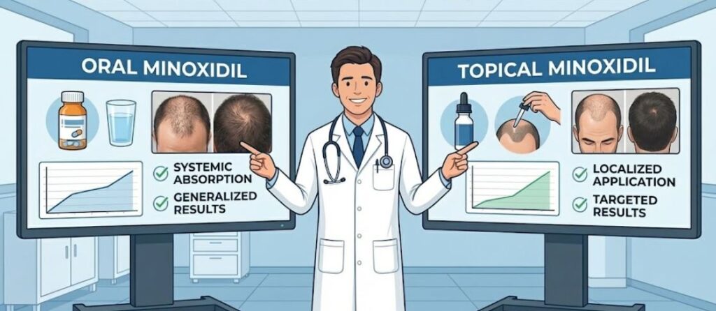 oral vs topical minoxidil results